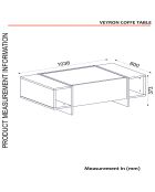 Table basse Veyron noir/doré  - 103.8x60x37.3 cm