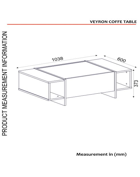 Table basse Veyron noir/doré  - 103.8x60x37.3 cm