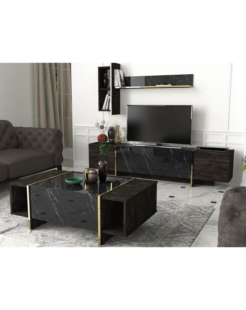 Table basse Veyron noir/doré  - 103.8x60x37.3 cm