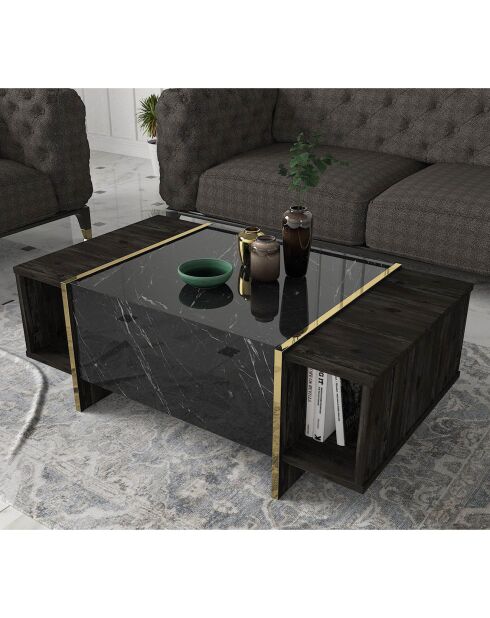 Table basse Veyron noir/doré  - 103.8x60x37.3 cm