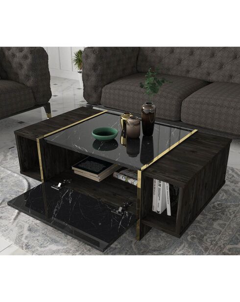 Table basse Veyron noir/doré  - 103.8x60x37.3 cm