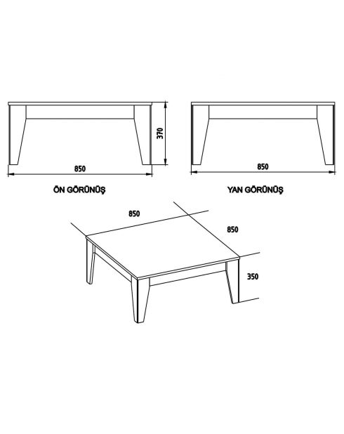 Table basse Lorenz noyer clair  - 85x85x35 cm