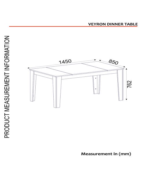 Table de repas Veyron noir/doré  - 145x85x76.2 cm