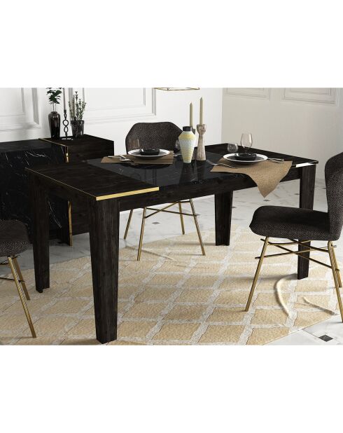Table de repas Veyron noir/doré  - 145x85x76.2 cm