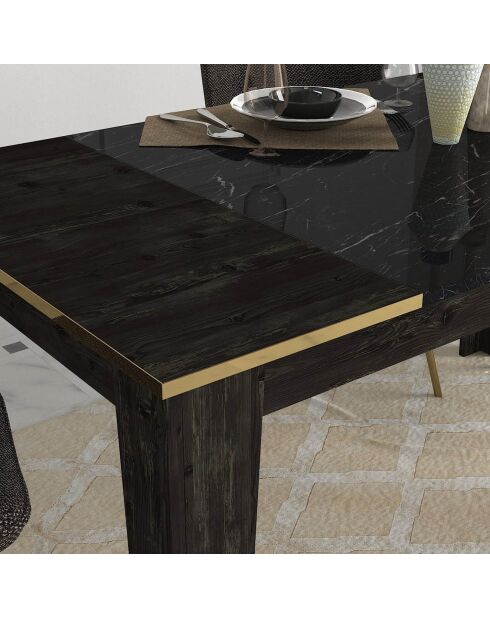 Table de repas Veyron noir/doré  - 145x85x76.2 cm