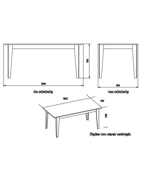 Table de repas Lorenz noyer foncé  - 180x90x76.8 cm