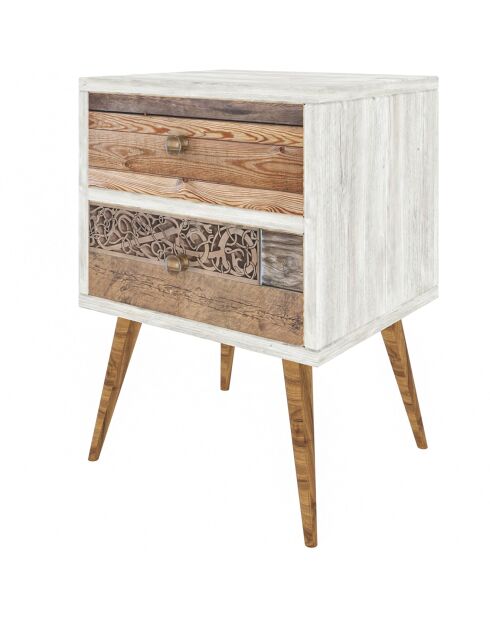 Malmo Nachttisch aus hellem Nussbaum - 40x35x55 cm