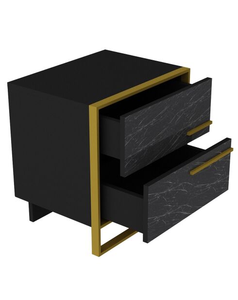 Mesita de noche Polka dorada/negra - 50x38,5x51,8 cm