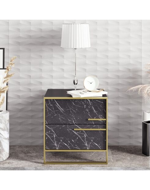 Mesita de noche Polka dorada/negra - 50x38,5x51,8 cm