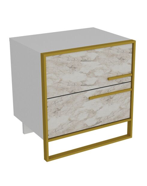 Table de chevet Polka doré/blanc  - 50x38.5x51.8 cm