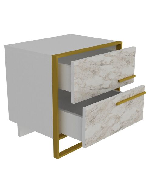 Table de chevet Polka doré/blanc  - 50x38.5x51.8 cm