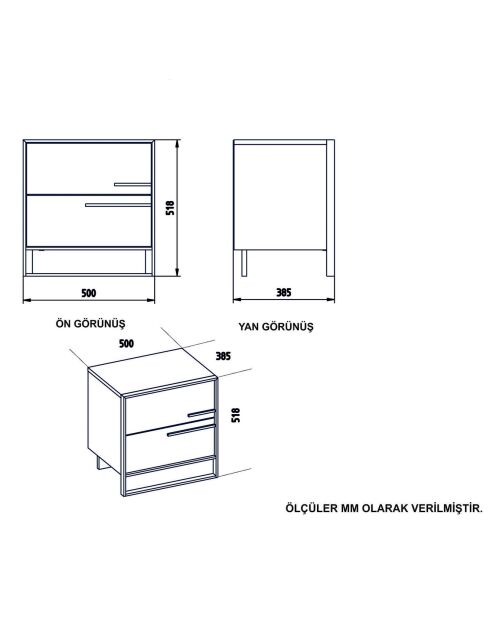 Table de chevet Polka doré/blanc  - 50x38.5x51.8 cm
