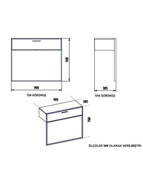 Ensemble Console et Miroir Polka Aynali doré/blanc -  90x38.5x76.8 cm
