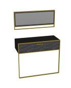 Ensemble Console et Miroir Polka Aynali doré/noir  - 90x37.8x11.3 cm