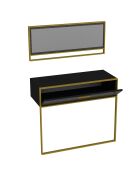 Ensemble Console et Miroir Polka Aynali doré/noir  - 90x37.8x11.3 cm