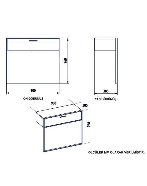 Ensemble Console et Miroir Polka Aynali doré/noir  - 90x37.8x11.3 cm
