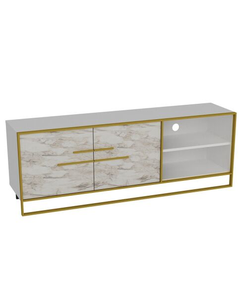 Mueble TV con lunares dorado/blanco - 160x38,5x56,6 cm