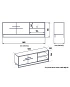 Meuble TV Polka doré/blanc  - 160x38.5x56.6 cm