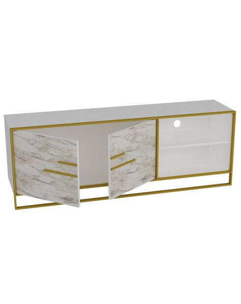 Mueble TV con lunares dorado/blanco - 160x38,5x56,6 cm