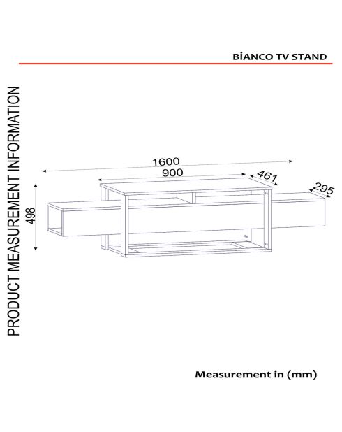Meuble TV Bianco noir/doré  - 160x46.1x49.8 cm