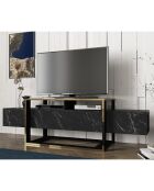 Mueble TV negro y dorado Bianco - 160x46,1x49,8 cm