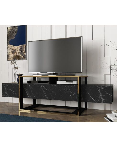 Meuble TV Bianco noir/doré  - 160x46.1x49.8 cm