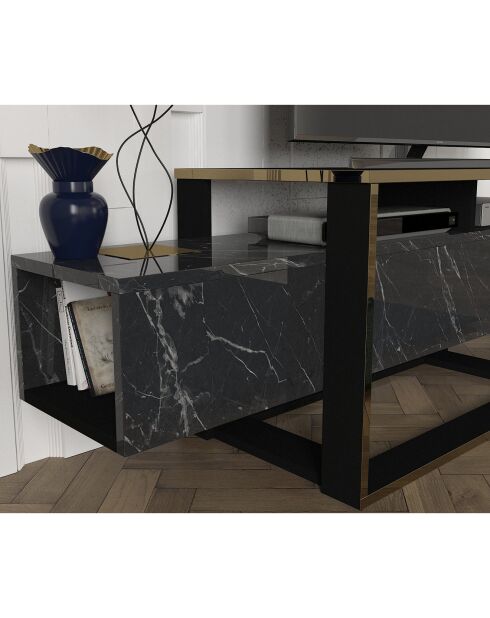 Meuble TV Bianco noir/doré  - 160x46.1x49.8 cm