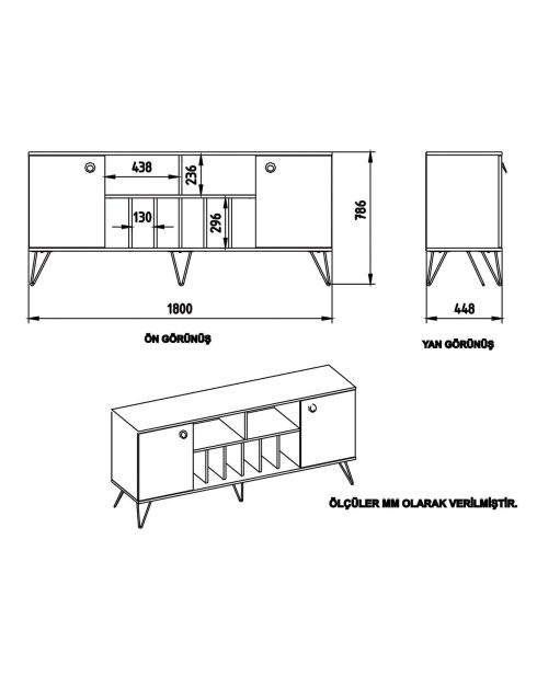 Buffet Lorenz noyer noir  - 180x44.8x78.6 cm