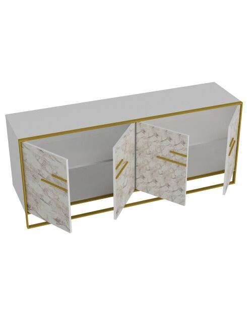 Aparador con lunares dorado/blanco - 180x47,3x75 cm