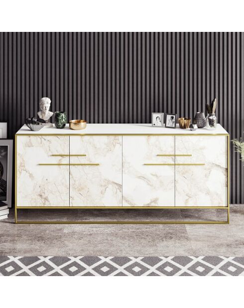 Aparador con lunares dorado/blanco - 180x47,3x75 cm