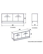 Buffet Polka doré/noir  - 180x47.3x75 cm
