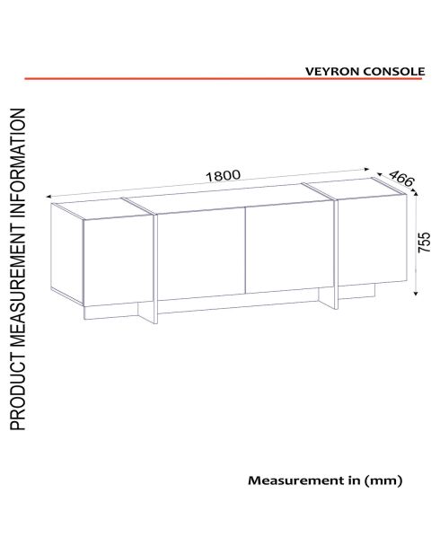 Buffet Veyron noir/doré  -  185x75x46.6 cm