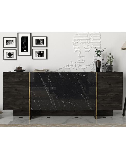 Buffet Veyron noir/doré  -  185x75x46.6 cm