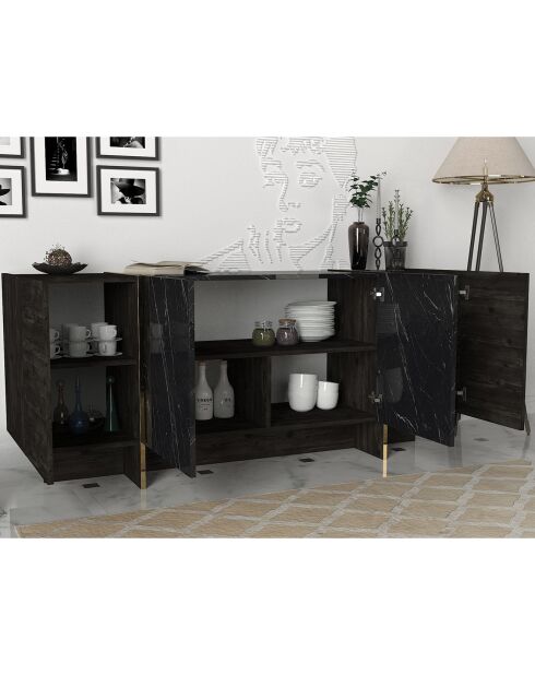 Buffet Veyron noir/doré  -  185x75x46.6 cm