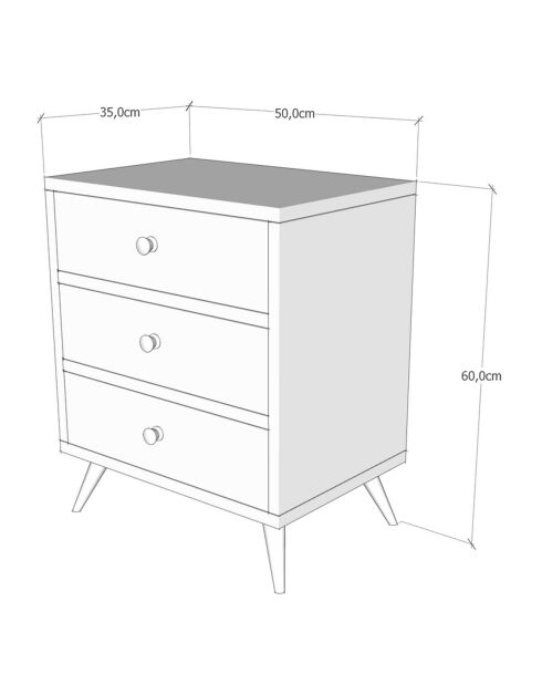 Commode Liza noyer clair  - 50x35x60 cm