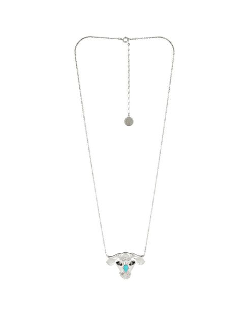 Sautoir Zodiac Taureau Turquoise argenté