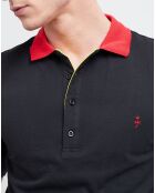 Polo bicolore noir/rouge