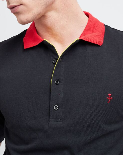 Polo bicolore noir/rouge