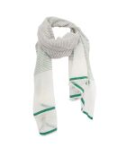 Foulard en Coton, Lin & Soie Kalo blanc/vert - 80x195 cm