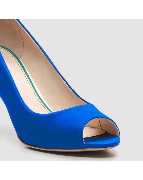 Escarpins en Velours de Cuir Bebe Milene cobalt - Talon 7 cm