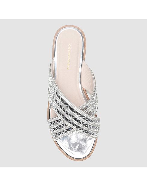 Zilverkleurige leren muiltjes van Hadey