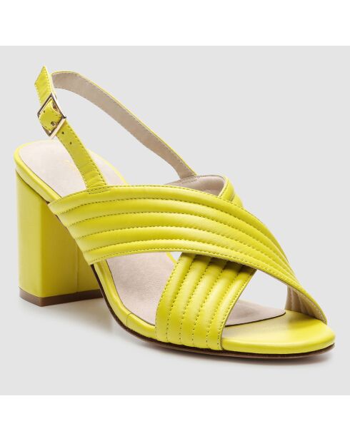 Hilin gele leren sandalen met hak van 7 cm