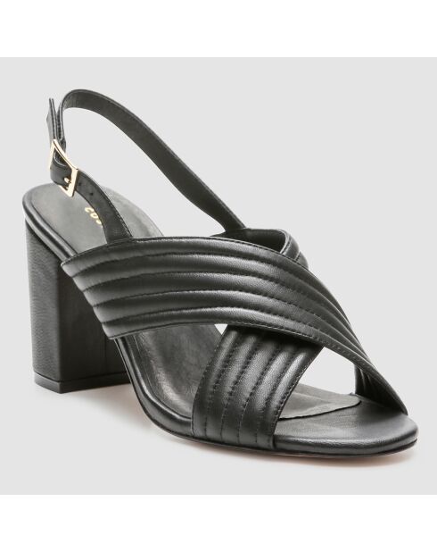 Sandales en Cuir Hilin noires - Talon 7 cm