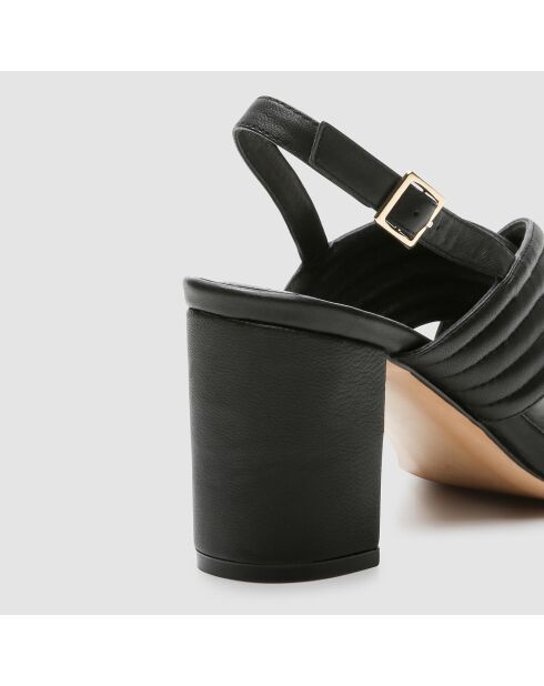 Sandales en Cuir Hilin noires - Talon 7 cm