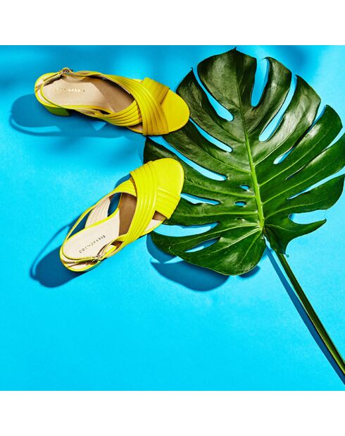 Hilin gele leren sandalen met hak van 7 cm