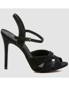 Sandales en Velours de Cuir Jiha noires - Talon 10 cm