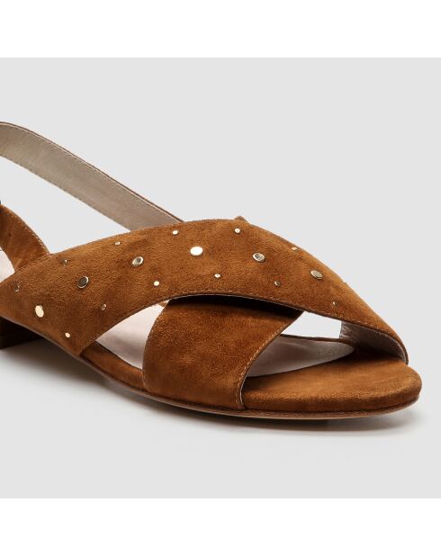 Houdi Cognac fluwelen leren sandalen