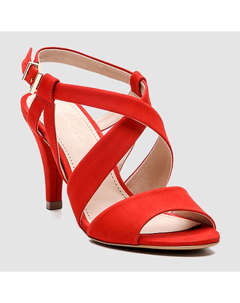 Sandales en Velours de Cuir Jiji orange - Talon 8 cm