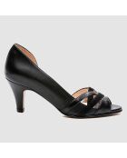 Escarpins en Cuir et Velours de Cuir Laveda noirs - Talon 7 cm