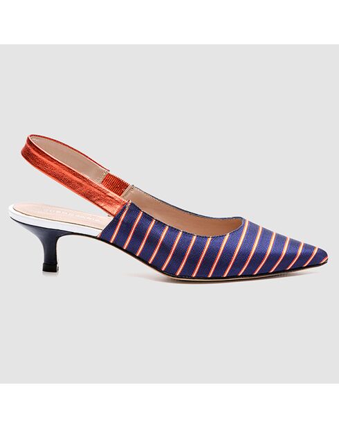 Slingbacks Moba rayé marine/orange - Talon 5 cm